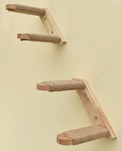MIAOGE® Katzen Kletterwand, 2er-Set Katzentreppe Wand, Katzenleiter, Katzen Wand Klettern, mit Jute für Kratzen (groß-rechts bis links)