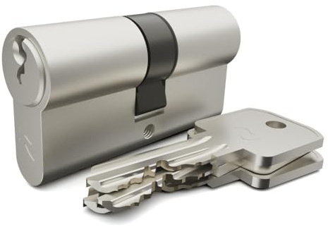 Sempro Profilzylinder 26/26 Türzylinder mit 3 Schlüsseln - Schließzylinder Doppelzylinder Messing Vernickelt (EN 1303:2015)