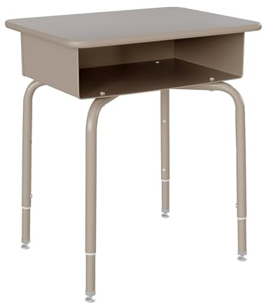 Flash Furniture Billie Student Desk - Gray Granite Open Front School Desk - Silver Metal Frame - 24W x 18D Adjustable Height, Durable for School or Remote Learning
