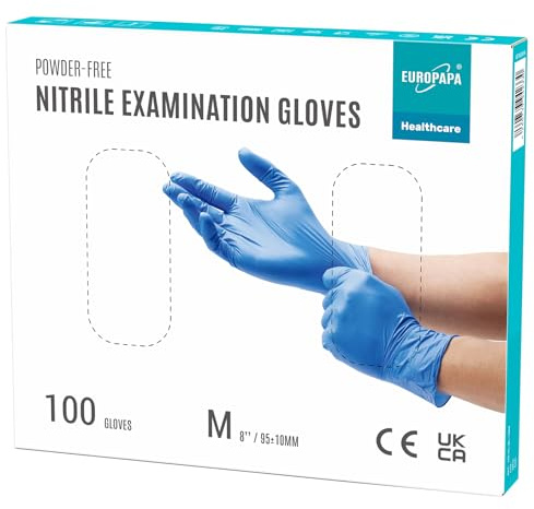 EUROPAPA® 100x Nitrilhandschuhe Einweghandschuhe Einmalhandschuhe Untersuchungshandschuhe Nitril Handschuhe puderfrei ohne Latex unsteril latexfrei disposible gloves (M, Ocean Blau)