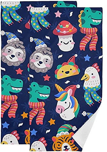 2Er Duschtücher Set Lustige Weihnachtstiere Strandtücher Kinder Camping Handtuch Männer Mikrofaser Strandtuch, Für Picknick, Yoga, 70x40cm