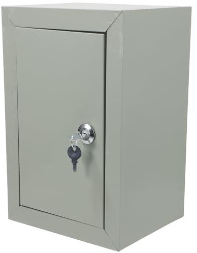 DOITOOL Lockable Metal Electrical Enclosure Box, 30 x 20 x 16 cm | Light Grey Wall-Mount Cabinet with Key Lock for Indoor Wiring, Switch and Control Components