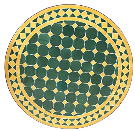 Mosaikplatte Rund Ø 100 cm Grün-Gelb