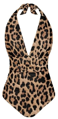 ZIATUBLES Maillot de bain une pièce pour femme avec col en V, contrôle du ventre, monokini dos nu pour la natation, le surf