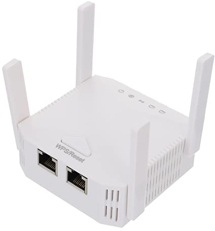 Repetidor WiFi 300mbps 2, 4 GHz 4 Antenas, Enchufe EU | Abs Blanco, Función Memoria y Disipación de Calor, Diseño Ventilación Lateral, Entrada 110-220v