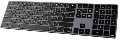 Tastiera Bluetooth sottile per Mac, tastiera ricaricabile in alluminio, wireless, silenziosa, a basso profilo, compatibile con Apple iMac, MacBook, Mac e iOS, dimensioni standard, grigio spazio