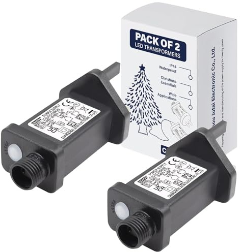Pack of 2 31V 6W Transformer for for CZJUTAI JT-EL/FC31V6W Christmas Lights, Fairy Lights Plug Adapter, 8 Modes Power Supply with Timer, UK MAIN 3 PIN Replacement for Outdoor Indoor Lighting