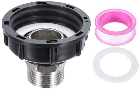PATIKIL IBC Tote Adapter, 1 Male Thread to S60x6 2 Coarse Female Thread, 275-330 Gallon Water Tank Drain Adapter Garden Water Hose Connector, Black