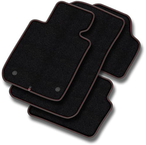 MOTOS Premium Velours-Fußmatten passend für Opel Mokka A 2012-2016 - Premium, Leder, Rot fußmatten Auto - Erleben Sie neuen Fahrkomfort mit einem Automatten Satz für Ihr Auto