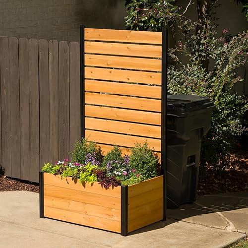 Enclo Concord EC18037 Brise-vue autoportant avec jardinière surélevée, pour extérieur, brise-vue pour terrasse d’extérieur, bois de cèdre, 182,8 x 100,6 x 64 cm (H x l x L)