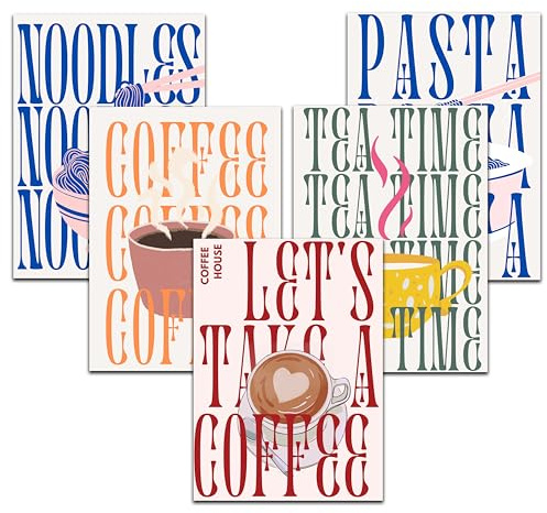WBdesignz Kitchen Setting Poster (30x40 cm) - Küchenposter moderne Poster bunt stilvoll Hobbyköche Feinschmecker Genuss Noodles Coffee Tea Pasta