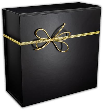 Geschenkbox schwarz neutral/Geschenkkarton mit magnetischem Deckel und Schleife, für Weihnachten Geburtstag Jubiläum Hochzeiten Valentinstag, Geschenkverpackung Box mit Band