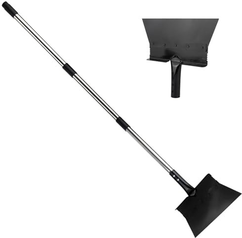 RUCUDIM Pelle de nettoyage multifonctionnelle pour jardin, grattoir à glace, pelle à neige, pelle plate en acier robuste avec poignée réglable de 119,4 cm pour le nettoyage des bordures de pelouse,