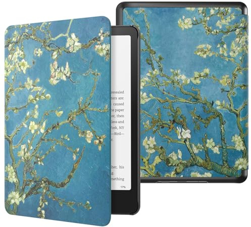 MoKo Hülle für 7 Kindle Paperwhite 12. Gen & Colorsoft, Aprikose Blume | Leicht&Schlank, Leichte PU, Auto Schlaf/Aufwach, für Kindle Paperwhite 12. Gen 2024&Kindle Colorsoft 1. Gen 2025/2026