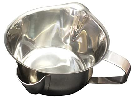 OKUMEYR Multipurpose Oil Fat Separator Stainless Steel Oil Soup Strainer Cup with Handle 16cm Diameter Filter Strainer