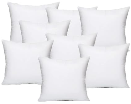 Cushion Inserts 45cm x 45cm (18x18 Inch) - Pack of 8 Hypoallergenic Pillow Inserts, 100% Pure White Hollowfibre Fill, Soft and Supportive Square Throw Pillow Inserts for Sofa, Bed, Couch, Home Décor