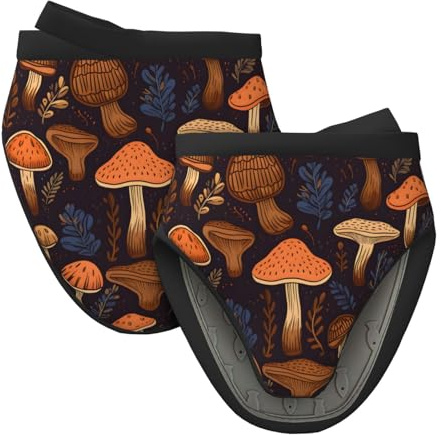Mexpekil Fall Mushroom Leaf Oven Gloves Heat Resistant Oven Mitts Silicone Oven Glove Kitchen Mini Oven Gloves for Cooking Baking Grilling Barbecue 1 Pair
