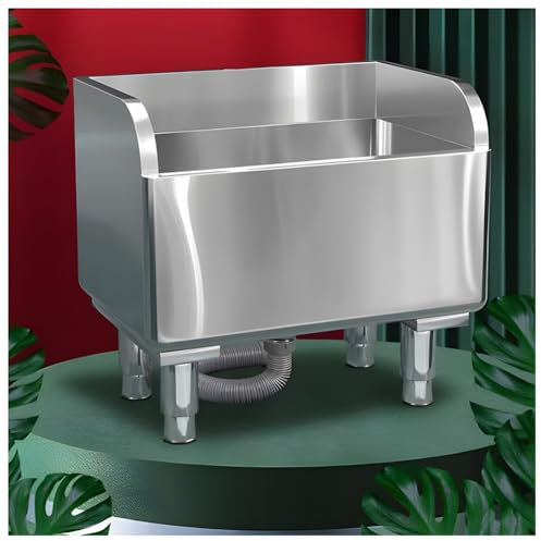 Freistehender Hochleistungs-Waschplatz Für Die Bodenmontage, Edelstahl-Mop-Waschbecken Mit Sieb, Stehendes Industrielles Wäschewaschbecken, Für Küche/Restaurant/Geschäft/Garagen(Silver-B,80x41x55 cm)