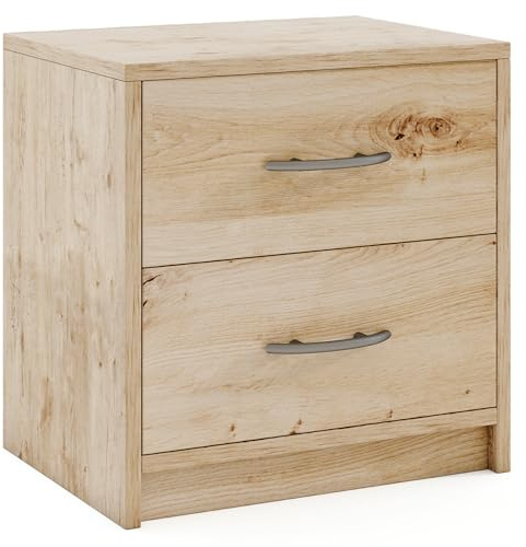 RELAX4LIFE Nachttisch Holz, Nachtschrank mit 2 Schubladen, Beistelltisch für Schlafzimmer Wohnzimmer Arbeitszimmer, Nachtkommode 38,5 x 28 x 39 cm