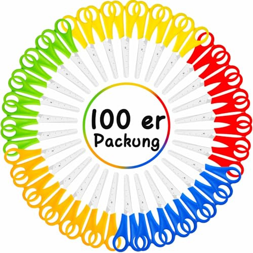 EOGRFW 30 Stück Kinderschere, Sicherheitsschere Für Kinder, 13 Cm, 5 Farben | Zum DIY-Schnitt Decoupage, Lernschere Mit 5 Cm Skala, Bastelschere Kinder for Zuhause and Schule