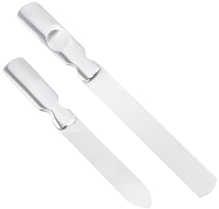 IWOWHERO Set 2 Lime per Unghie in Acciaio Inossidabile, Doppia Faccia, Resistente All’usura, con Custodia in Pelle per Manicure e Pedicure