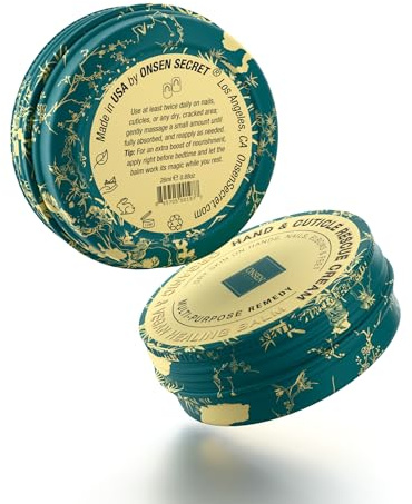 Onsen Hand & Cuticle Cream | Organic Nail Strengthener & Balm | Dry, Cracked Hands, Elbows & Feet | Shea Butter, Tsubaki & Jojoba Oil | Nail Repair & Growth, Vegan - 1 Pack (32.5ml)
