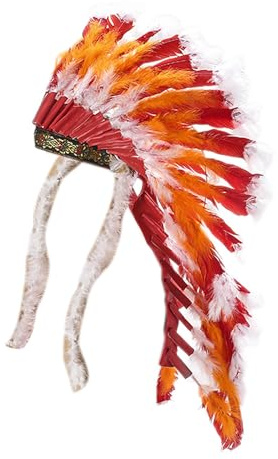 Harilla Kopfschmuck Indianer mit Federn, handgefertigter traditioneller Indianer-Stirnband-Federkopfschmuck, Festival-Haarschmuck für Erwachsene für Halloween, Karneval, Fasching, Mottoparty, Stil f