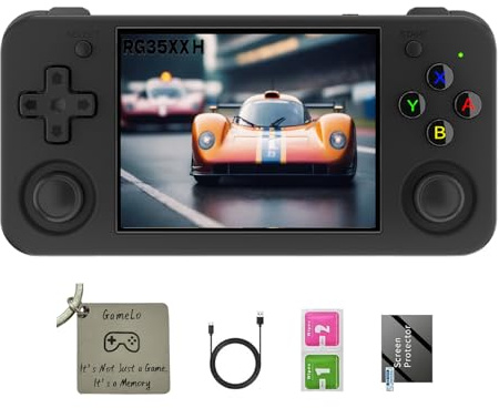 RG35XX H, Anbernic Retro Handheld Gaming Console with 64GTF Card, Dual Joystick Design 3.5-inch HD Screen Lasts up to 8 Hours High-Capacity Battery for Better Experience (64G Jet)