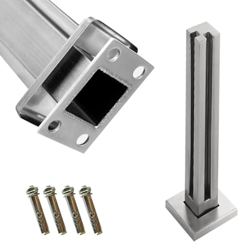Poteau de garde-corps en acier inoxydable et verre, balustres carrés pour escaliers, balcons, terrasses, garde-corps de sécurité intérieur et extérieur, design moderne, durable et élégant