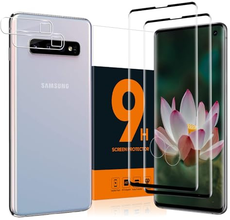 Carantee 2 Stück Schutzfolie für Panzerglas für Samsung Galaxy S10, +2 Kameraschutz, 9H Härte, 3D Kante Schutzglas, Blasenfreie, Sensitive Touch, Ultra-Klar Samsung S10 Displayschutzfolie