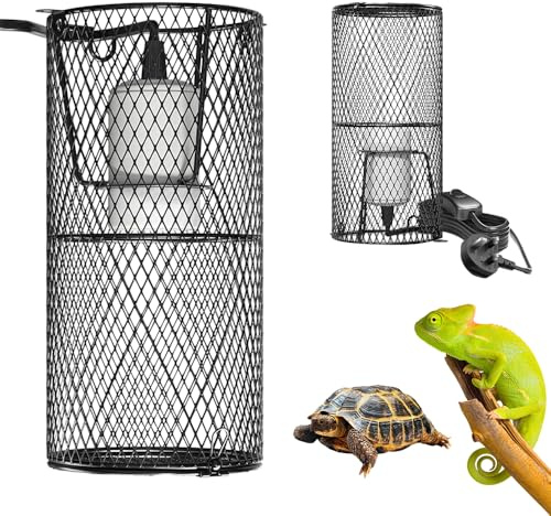 XPJBKC Reptile Heat Lamp Holder, Heat Lamp Guards for Reptiles Anti Hot Bracket Cage, Ceramic Heat lamp Bulb Holders Lampshade Holder for Tortoise, Bearded Dragon, Lizard, Snake, UK Plug