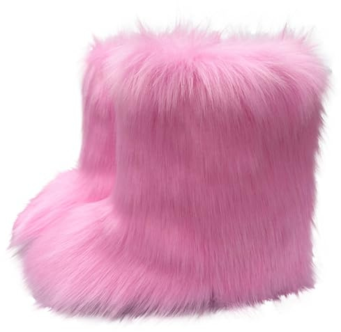 AEGJEGVD Bottes Fausse Fourrure Femme épaisses Bottes mi Mollet Femmes en Fourrure Moelleuse Hiver Neige Chaussures d'Intérieur Extérieur Botte de Neige Doublure Chaude Confort Antidérapant Boots Ski