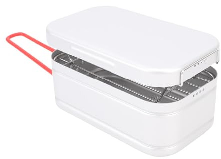 MENDUNER Fiambrera para Acampar, Caja De Comida Portátil para Una Sola Persona, Contenedor De Almuerzo, Soporte para Senderismo, Pesca, Picnics, Hervir Al Vapor De Aleación De Aluminio,