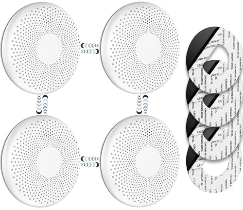 SAVS CS11R Vernetzbarer kombinierter Rauch und CO Melder 4er-Pack – 10 Jahre Batterie – Rauchmelder und Kohlenmonoxid Melder – Extra dünnes Design – Kein LED-Licht – Montage ohne Bohren