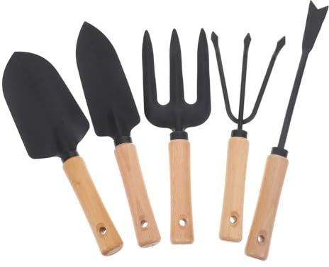 DOITOOL 5pièces Outils Jardinage Pratiques Râteaux Pelles et Fournitures Horticulture