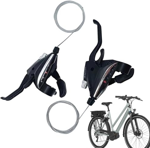 Générique Cycling Gear Shifter, 3x9 Speed Thumb Lever Set, Bike Gear Shifters with Cable, Smooth Trigger Control System, Bicycle Shifter Pair for Road Trail Touring Fitness Commuting