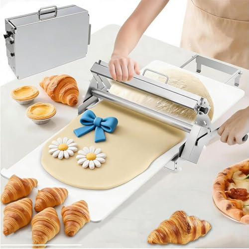 Teigrolle Croissant-Teiglaminiermaschine-Upgrade-Optionen:Manuell/Elektrisch,Faltbare Teigwalze,Teigmaschine aus Edelstahl,Tischgerät zum Ausrollen von Fondant,Pizza Blätterteig B400Manual
