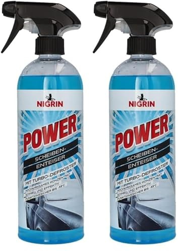 NIGRIN POWER Scheiben-Enteiser 750ml, Turbo, Hochwirksames Konzentrat bis zu -55°, blau (Packung mit 2)