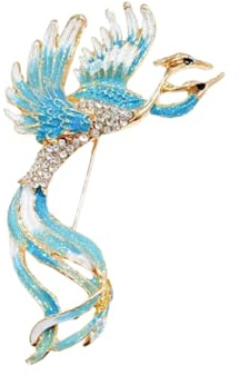 fdsmall Strass Pfauen Brosche Pin Elegante Tierfeder Broschen Vintage Trendy Vogel Pins Hochzeitsfeier Schmuck Souvenir (Hellblau)