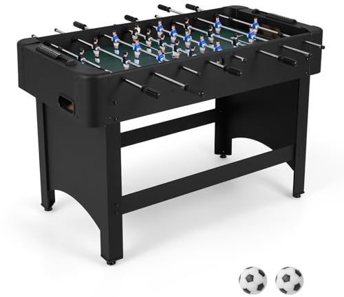 COSYWAY Calcio Balilla, Biliardino con 22 Giocatori, 2 Palline e Contatori, Tavolo da Calcio con 8 Aste per Adulti e Bambini, 119 x 108 x 79 cm (Nero)