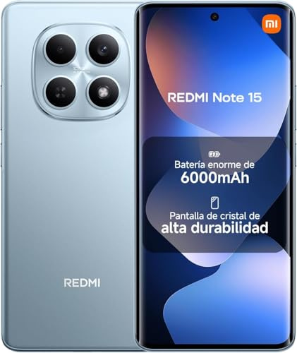 XIAOMI REDMI Note 15 4G- Smartphone de 8+256GB, Pantalla AMOLED FHD+ de 6,77, MediaTek Helio G100-Ultra, cámara de 108MP, batería de 6000 mAh, Azul Glaciar