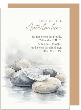 Edition Seidel Premium Trauerkarte mit Umschlag. Beileidskarte Kondolenzkarte Karte Klappkarte Spruch Aufrichtige Anteilnahme Mitgefühl Erinnerung Trost Hoffnung Kraft Zuversicht (T1261 SW026)