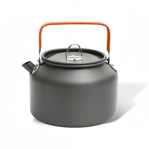 BUERPINKING Bouilloire de camping de 1,8 l - En aluminium ultra légère - Avec sac de transport et poignée anti-chaleur - Chauffage rapide de l'eau chaude - Pour l'extérieur, le camping - 1,8 l