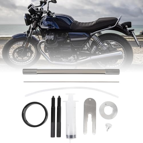Ejoyous Kit di Strumenti per il Livello Dell'olio della Forcella, Strumento di Supporto Dell'asta Dell'ammortizzatore del Compressore a Molla con Manometro a Siringa da 0-300 Mm per la