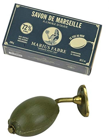 Französischer Seifenhalter aus Messing mit Olivenölseife, Nature, Marius Fabre