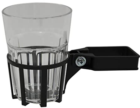 Angerer Getränkehalter mit Becher - passend für viele Hollywoodschaukeln mit Vierkantrohr - Becherhalter Made in Germany (grau, Becher durchsichtig)
