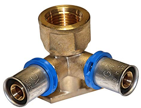 EasyPRESS Pressfitting Doppel-Wandscheibe 90° V-Form DVGW für Mehrschichtverbundrohr u. PE-RT (Pressprofil: TH - Kontur) Doppel-Wandscheibe 90° V-Form in (20 x 1/2 x 20)
