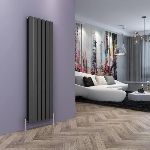 ELEGANT 1600 x 452mm Anthracite Vertical Double Column Flat Panel Radiator | Modern Central Heating with Rapid Heating for Living Room, Hallway, Bathroom