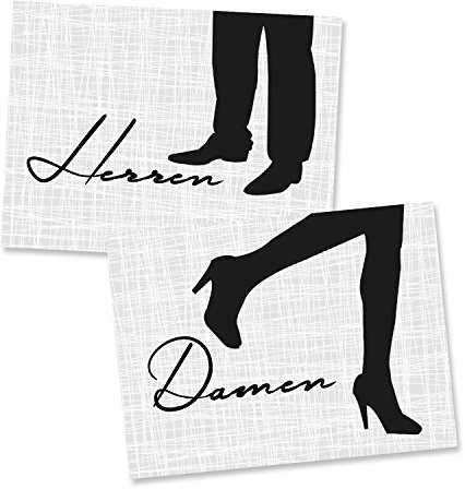 Logbuch-Verlag 2 WC Schilder Damen und Herren Metall Türschild selbstklebend schwarz-weiß elegant Büro und Gastro