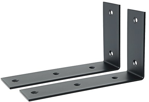 SAYAYO Regalwinkel Schwarz 2 Stück Regalhalterung Edelstahl 175x105 | Winkel Regal 90 Grad Wandmontage Regalträger für Küchenregal, Dekoregal, Eckregal, Badezimmerregal